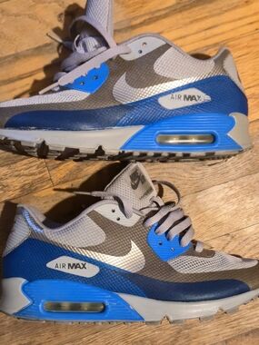 Nike Air Max 90 Hyperfuse Grey & Royal Blue Colorway.